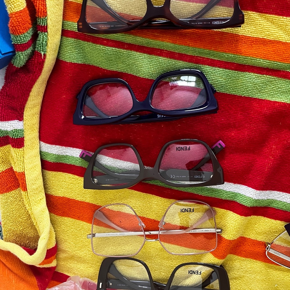 Fendi Eyewear in Black, Blue, and Silver